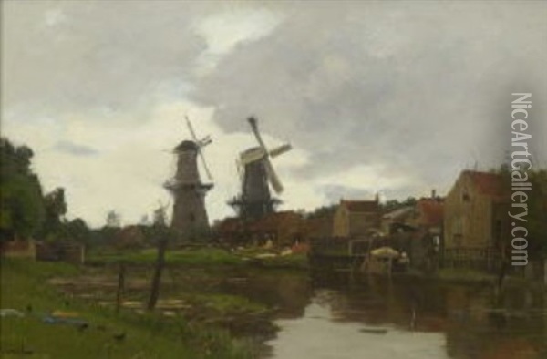 Hollandische Kanallandschaft Oil Painting - Gilbert Von Canal