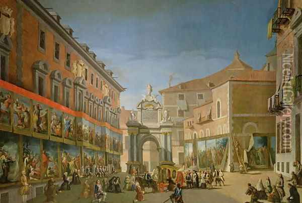 The Arch of Triumph of St. Mary in the Main Street of Madrid Oil Painting - Lorenzo de Quiros
