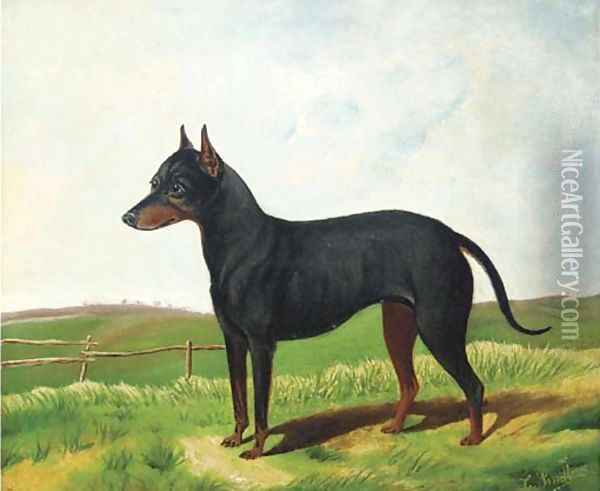 A Manchester terrier in a landscape Oil Painting - C. Smith