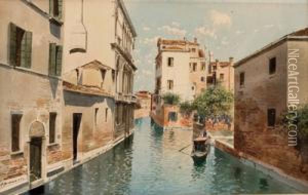Kanal In Venedig Oil Painting - H. Biondetti