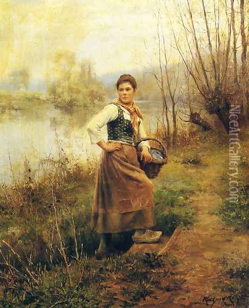 Country Girl Oil Painting - Daniel Ridgway Knight