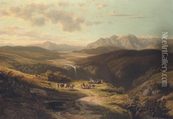 Valley In The Andes Oil Painting - Ernest Charton