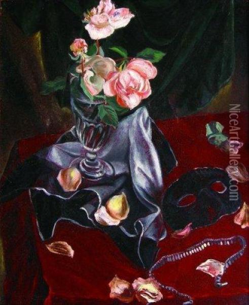 Fleurs. Oil Painting - Manuel Ortiz De Zarate