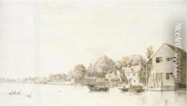 From The Collection Of The Late Michael Ingram
 

 
 
 

 
 A View Of Twickenham From The Thames Oil Painting - Samuel Scott