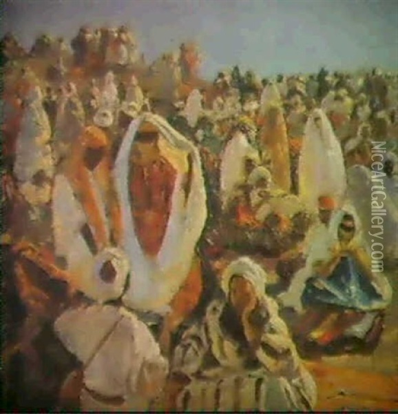 Souk El Khemis, Marrakech Oil Painting - Pierre Ribera