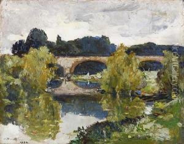 Sketch, Pont De L'arches On The Seine Oil Painting - Alexander Jamieson