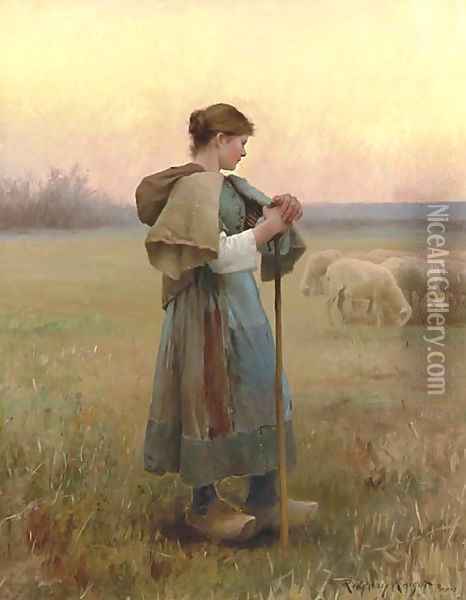 The Young Shepherdess Oil Painting - Daniel Ridgway Knight