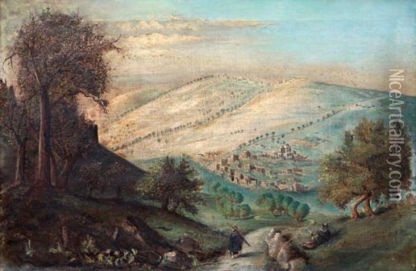At The Mount Of Olives Oil Painting - Alois V. Vrany
