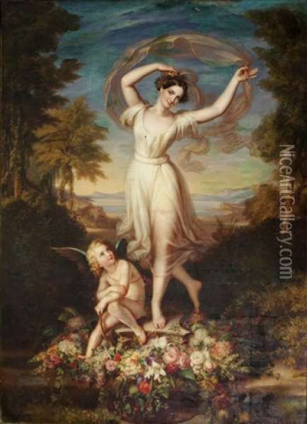 Fanny Elssler As La Sylphide Oil Painting - Karl Joseph Begas