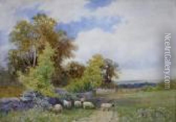 Sheep On Leckhampton Hill Oil Painting - John Bates Noel