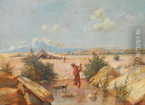 Campement Dans Le Desert Oil Painting - Joseph Heymann