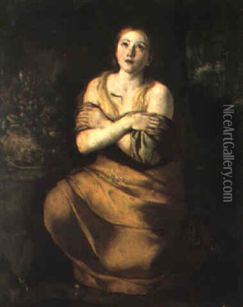 Maddalena Penitente Oil Painting - Angelo Solimena the Elder