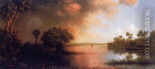 Florida River Scene Oil Painting - Martin Johnson Heade