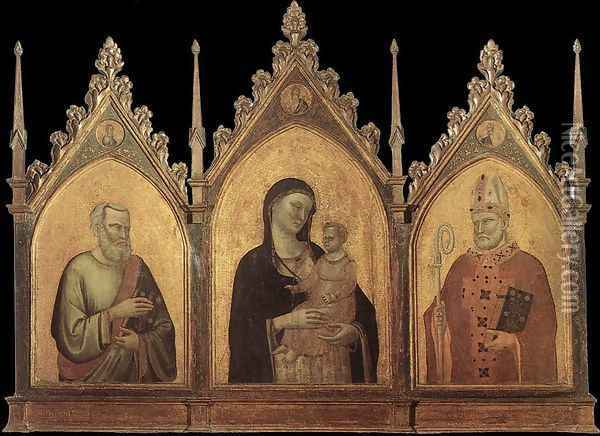 Madonna and Child with Sts Matthew and Nicholas 1328 Oil Painting - Bernardo Daddi