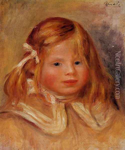 Coco In A Red Ribbon Oil Painting - Pierre Auguste Renoir