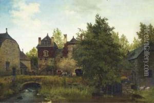An Old Watermill Oil Painting - Joseph Vola