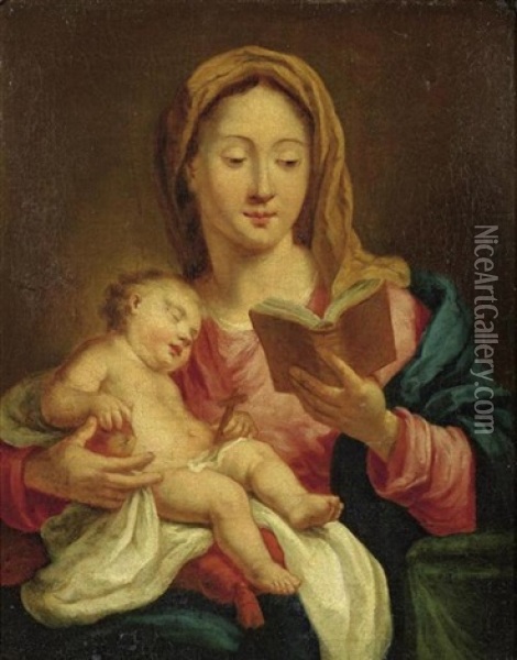 Madonna Mit Kind Und Buch Oil Painting - Anton Raphael Mengs