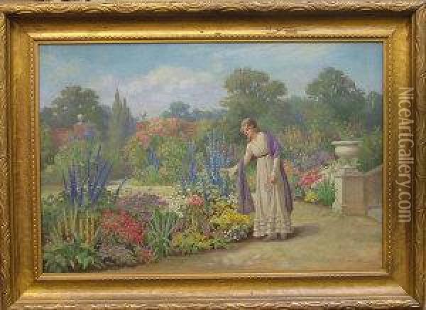 Picking Flowers Oil Painting - William F. Ashburner