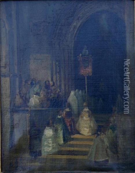 The Procession Oil Painting - Eugene Isabey