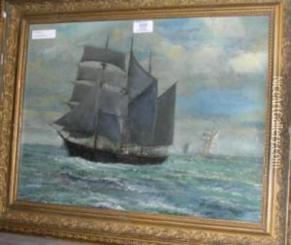 Sailing Ship At Sea Oil Painting - Sydney Carter