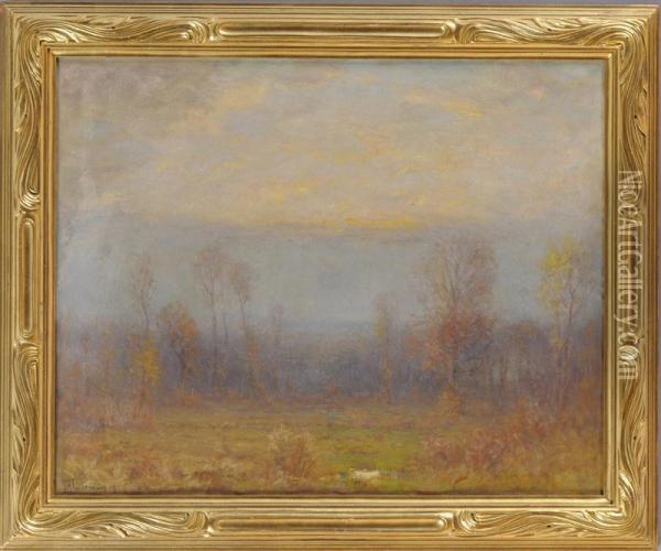 Hazy Day Landscape Oil Painting - Joseph H. Greenwood
