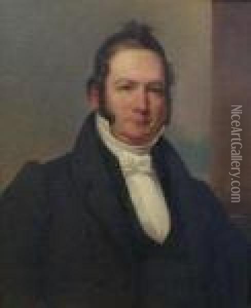 Half Length Portrait Of A Gentleman Wearing A White Stock Oil Painting - Sir Henry Raeburn