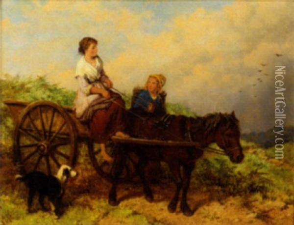 A Wayside Conversation Oil Painting - Isaac Henzell