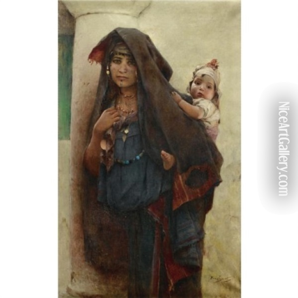 Bedouine A Tunis Oil Painting - Emile Auguste Pinchart