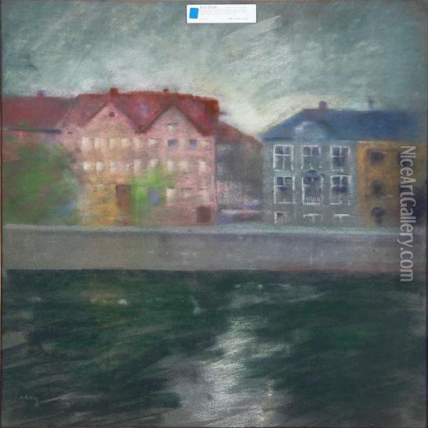 Canals In Copenhagen Oil Painting - Edvard Anders Saltoft