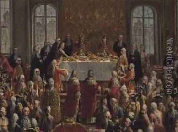 The Coronation Banquet of Joseph II 1741-90 Emperor of Germany 1764 Oil Painting - Martin II Mytens or Meytens