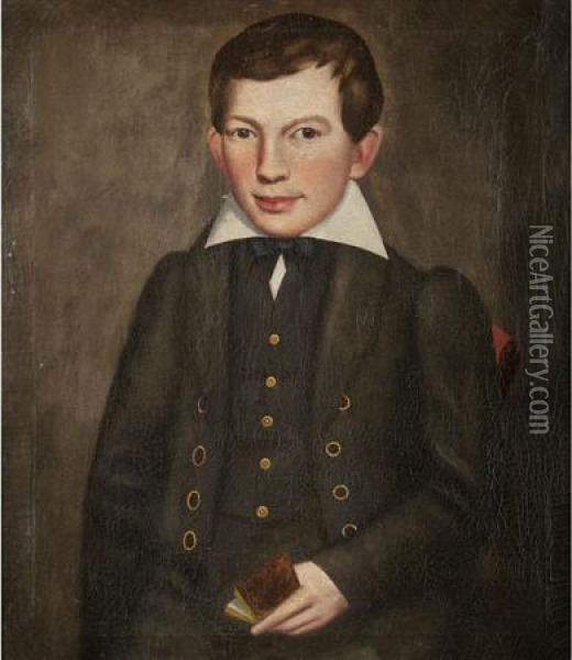 Portrait Of A Boy Holding A Book Oil Painting - Erastus Salisbury Field