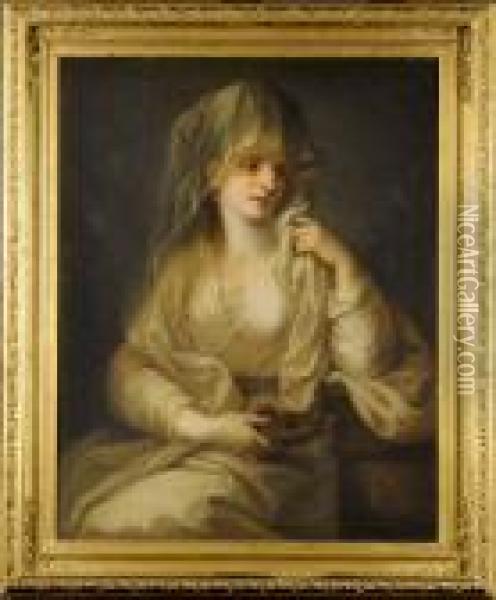 Portrait De Dame En Vestale Oil Painting - Angelica Kauffmann