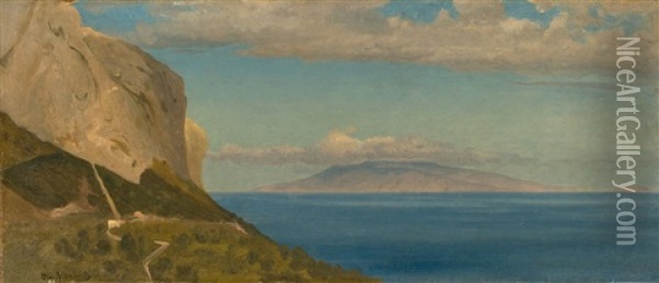View From Capri Towards Ischia Oil Painting - Oswald Achenbach