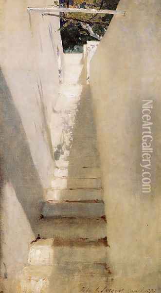 Staircase In Capri Oil Painting - John Singer Sargent