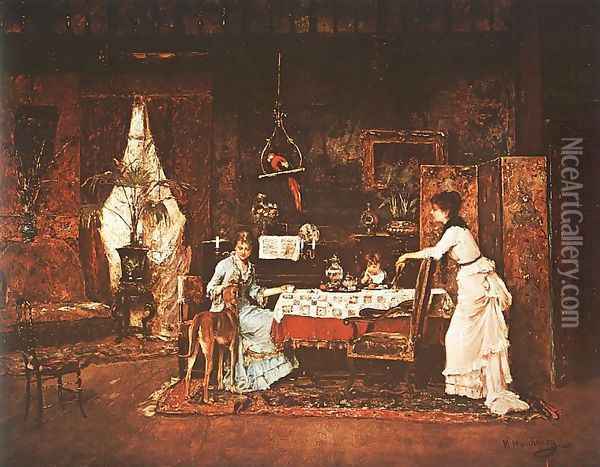 The Hound (Az agar) 1882 Oil Painting - Mihaly Munkacsy