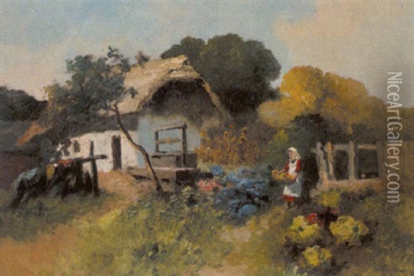 Bauernhof Oil Painting - Antal (Laszlo) Neogrady