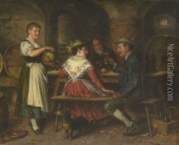 Im Weinkeller Oil Painting - Johann Adalbert Heine