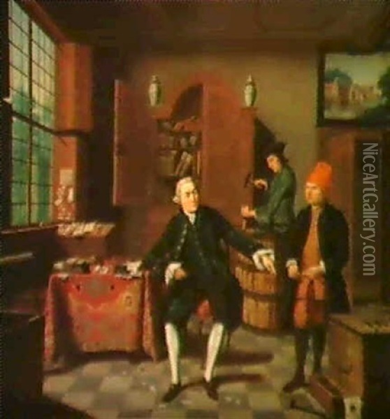 Im Kontor Des Tabakhandlers Oil Painting - Johann Faber