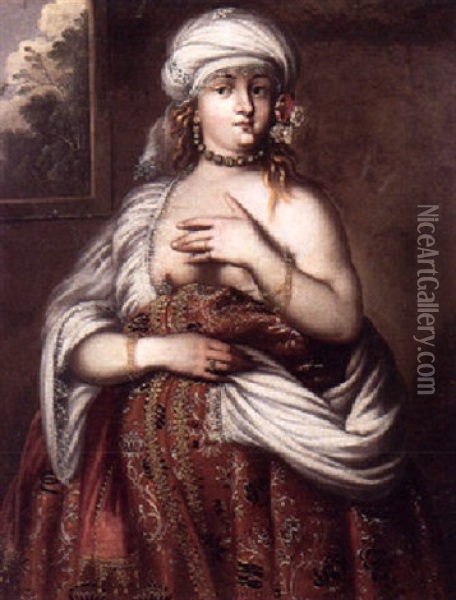 Portrait Of A Woman Dressed In Oriental Costume Oil Painting - Claude Deruet