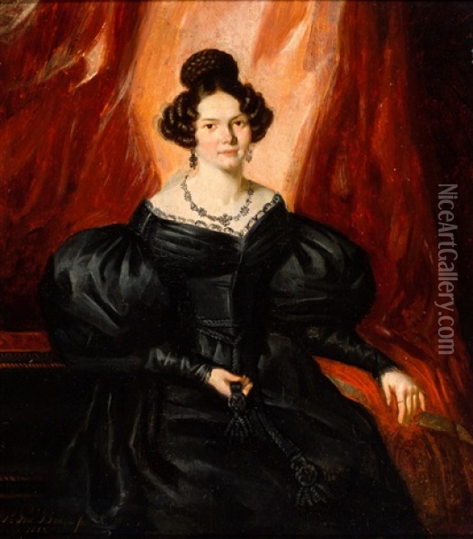 Elegante Dame In Het Zwart Oil Painting - Johannes Robertus Post Brants
