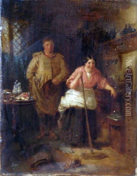 Interior Scene With Figures Oil Painting - John Morgan