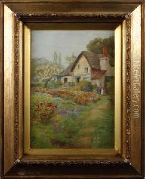 A Garden In Spring Oil Painting - Thomas Phillips
