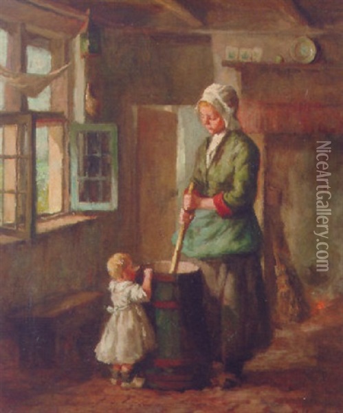 Watching Mother Do The Laundry Oil Painting - Arend Hyner