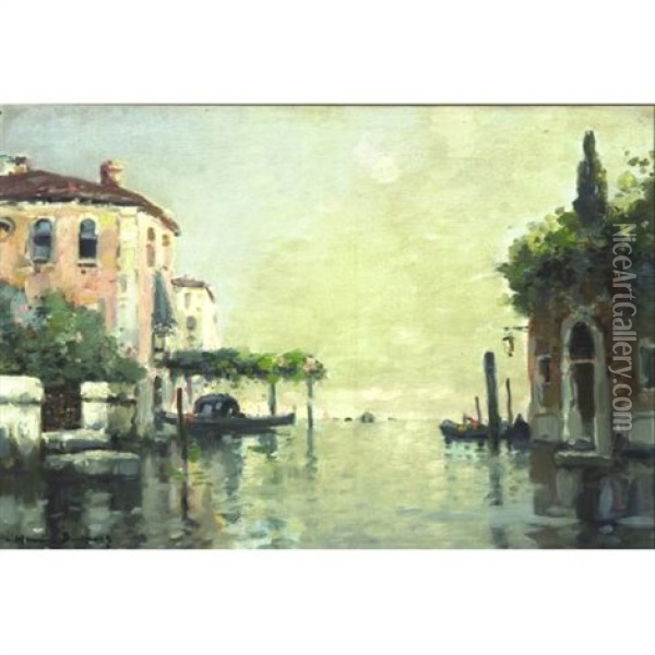 Venise: La Gondola Sous La Pergola Oil Painting - Maurice Bompard