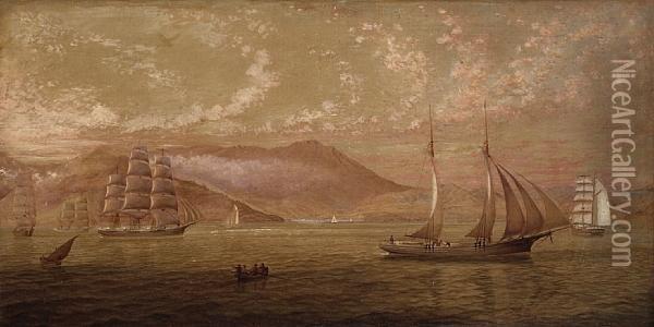 Boats On San Francisco Bay Oil Painting - George H. Burgess