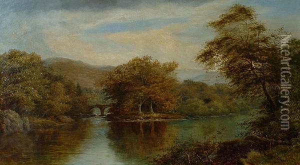 The Meeting Of The Conwy And The Machno, South Of Betws-y-coed, North Wales Oil Painting - Thomas Spinks