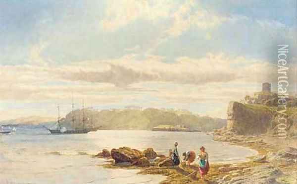 Mount Edgecombe from Mount Batten, Plymouth Oil Painting - John Mogford