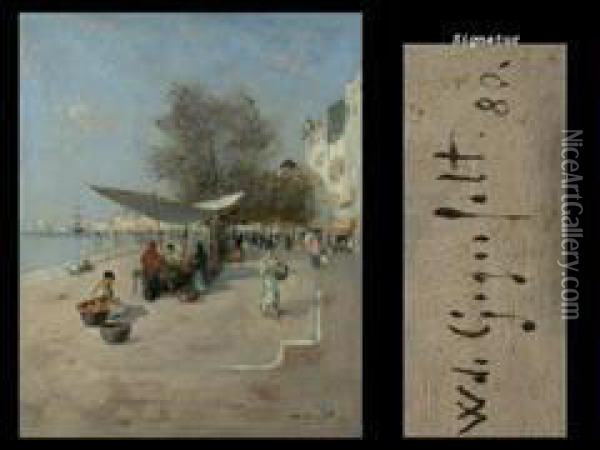 Ansicht Von Venedig Mit Marktszenen Oil Painting - Wilhelm von Gegerfelt