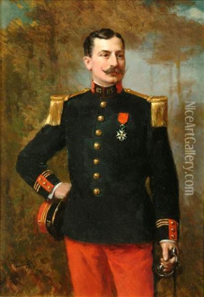 Portrait Of Anofficer Oil Painting - Alphonse Frederic Muraton