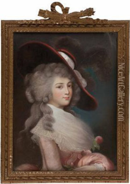 Sitzportraiteiner Jungen Dame Mit Rotem Krempenhut Oil Painting - Thomas Gainsborough
